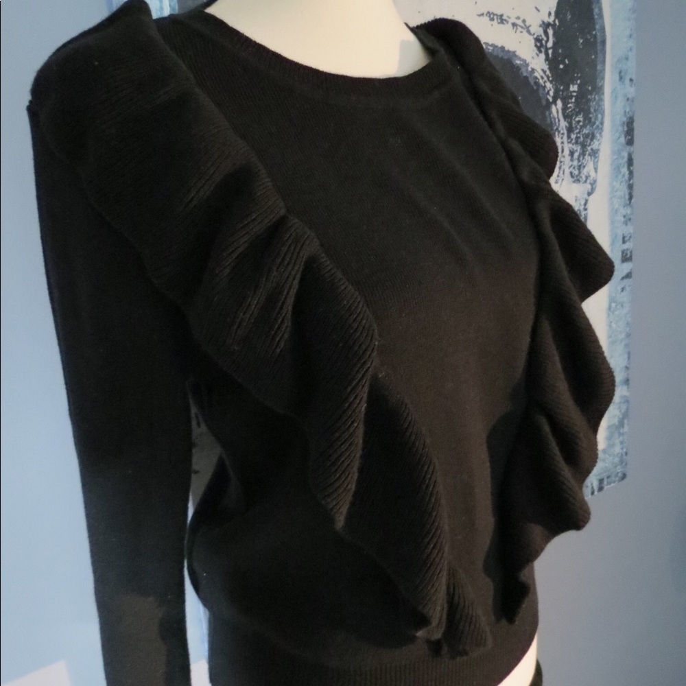 Black Ruffled Sweater - Picture 3 of 6